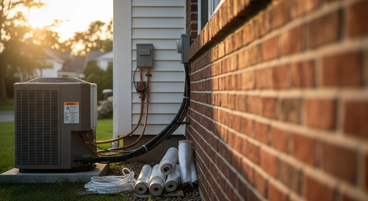 HVAC technician servicing heating and cooling system